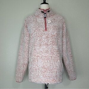 NWT Pink Victoria’s Secret Teddy Bear Quarter Zip Pull Over Sweatshirt